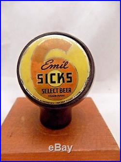 Extremely Rare Antique EMIL SICKS SELECT Beer Tap Handle Keg knob RAINIER