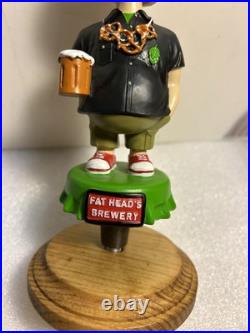 FAT HEAD BREWING FAT HEAD WITH A BEER ON A BOTTLECAP draft beer tap handle. OHIO