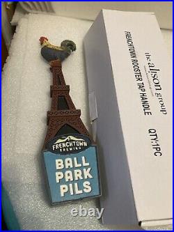 FRENCHTOWN BALL PARK PILS COCK ON THE EIFFEL TOWER Draft beer tap handle. VI USA