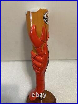 GRITTYS IPA FRESH MAINE LOBSTER DRINKING A BEER draft beer tap handle. MAINE