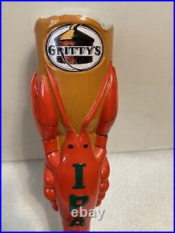 GRITTYS IPA FRESH MAINE LOBSTER DRINKING A BEER draft beer tap handle. MAINE