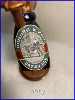 HAMMER AND NAIL BROWN ALE COPPER NAIL & HAMMER draft beer tap handle