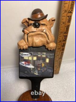 HIDEOUT BREWING SMUGGLERS HAZELNUT STOUT BULLDOG draft beer tap handle. MICHIGAN