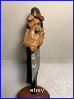 HIDEOUT BREWING SMUGGLERS HAZELNUT STOUT BULLDOG draft beer tap handle. MICHIGAN