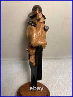 HIDEOUT BREWING SMUGGLERS HAZELNUT STOUT BULLDOG draft beer tap handle. MICHIGAN