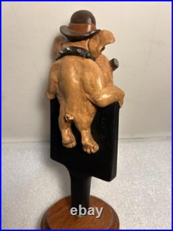 HIDEOUT BREWING SMUGGLERS HAZELNUT STOUT BULLDOG draft beer tap handle. MICHIGAN