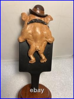 HIDEOUT BREWING SMUGGLERS HAZELNUT STOUT BULLDOG draft beer tap handle. MICHIGAN