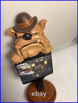 HIDEOUT BREWING SMUGGLERS HAZELNUT STOUT BULLDOG draft beer tap handle. MICHIGAN