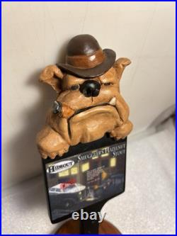 HIDEOUT BREWING SMUGGLERS HAZELNUT STOUT BULLDOG draft beer tap handle. MICHIGAN