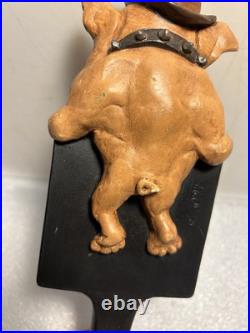 HIDEOUT BREWING SMUGGLERS HAZELNUT STOUT BULLDOG draft beer tap handle. MICHIGAN