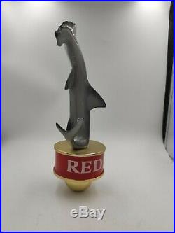 HOPS BREWPUB HAMMERHEAD RED HAMMERHEAD SHARK beer tap handle. RARE. FLORIDA