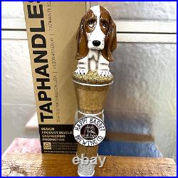 Happy Basset Brewery Ceramic BEER Tap Handle 12 NEW in Box 2 Sided Dog Puppy