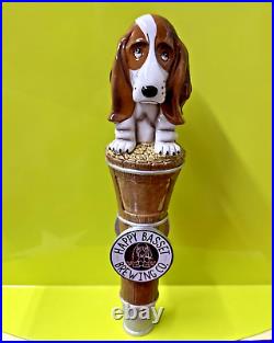 Happy Basset Dog BEER Tap Handle NEW Topeka KANSAS Craft Brewery