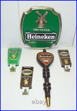 Heineken Lot 4 Tap Handles & 1 Sign