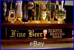 ILLUMINATED 18 BEER TAP HANDLE DISPLAY With FINE BEER SERVED. BAR SIGN