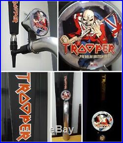 Iron Maiden Trooper Beer TAP HANDLE + Metal Bar Font WORKING LED light Fish Eye