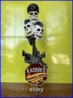 KASSIKS Skulls BEER Tap Handle ORIONS QUEST NAVY Officer ALASKA Brewery 10 AK