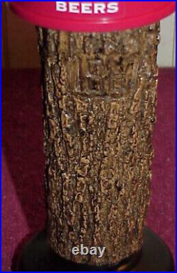 LEINENKUGEL'S BOCK BEER Coleman Lantern On Tree Stump TAP HANDLE with 12 Inserts