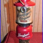 LEINENKUGEL'S Original BEER Coleman Lantern On Stump TAP HANDLE with Dual Insert