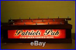 LIGHTED PATRIOTS PUB beer Tap handle DISPLAY 3 LEVELS! / BAR SIGN HOLDS 18