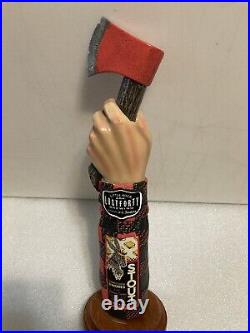 LOST FORTY LUMBERJACK AND AXE SMORES STOUT draft beer tap handle. ARKANSAS LOST FORTY LUMBERJACK AND AXE SMORES STOUT draft beer tap handle. ARKANSAS