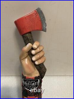LOST FORTY LUMBERJACK AND AXE SMORES STOUT draft beer tap handle. ARKANSAS LOST FORTY LUMBERJACK AND AXE SMORES STOUT draft beer tap handle. ARKANSAS