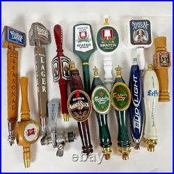 Lot Of 14 Mixed Beer Tap Handles Sam Adams, Bud light, Spaten, Carlsberg, Leffe
