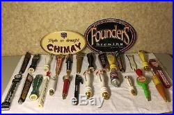 Lot Of 26 Beer Tap Handles And 2 Beer Signs