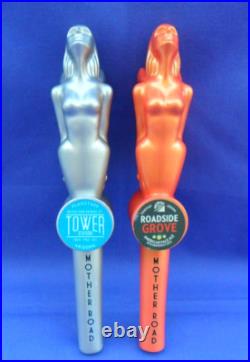 Lot Of 2 Mother Road Beer Tap Handle Hood Ornament Chrome & Rare Orange Arizona