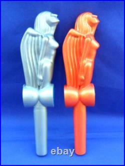 Lot Of 2 Mother Road Beer Tap Handle Hood Ornament Chrome & Rare Orange Arizona