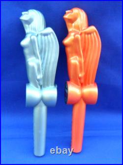 Lot Of 2 Mother Road Beer Tap Handle Hood Ornament Chrome & Rare Orange Arizona