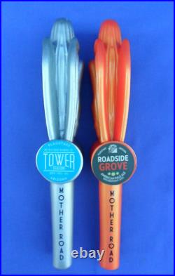 Lot Of 2 Mother Road Beer Tap Handle Hood Ornament Chrome & Rare Orange Arizona