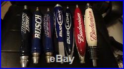 Lot Of 7 Budweiser Bud Light Busch Beer Tap Handles 1990's Vintage Bar Used