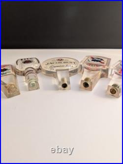 Lot Of Five Vintage Clear Acrylic Beer Tap Handles Pabst Miller Jacob Best