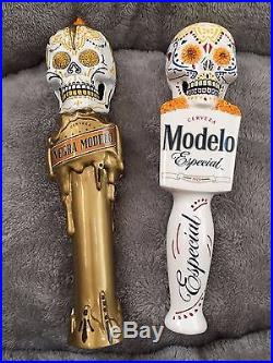 Lot of 2 Negra Modelo & Modelo Especial Dia De Los Muertos Beer Tap Handle Pulls