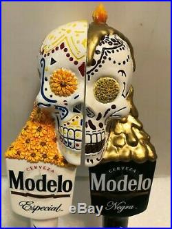 MODELO ESPECIAL AND NEGRA SUGAR SKULLS beer tap handles. MEXICO. NEW IN BOX