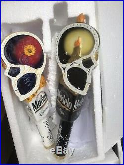 MODELO ESPECIAL AND NEGRA SUGAR SKULLS beer tap handles. MEXICO. NO BOX