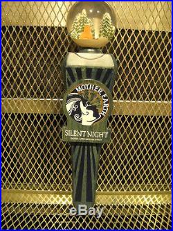 MOTHER EARTH BREWING Co NC RARE Silent Night BA Stout Globe Top Beer Tap Handle