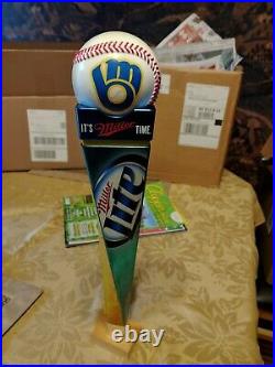 Miller Lite Vortex base Ball Milwaukee brewers Beer Tap Handle