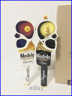 Modelo Especial & Negra Cerveza Day Of The Dead Sugar Skull Beer Tap Handles NEW