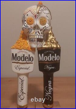 Modelo Especial & Negra Half Sugar Skull Beer Tap Handles 10 NIB