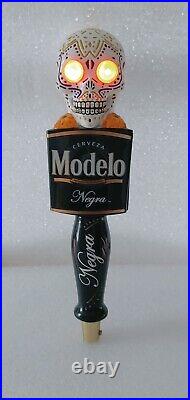 Modelo Negra Sugar Skull Rare Light Up Eyes 11.5 Draft Beer Tap Handle Black