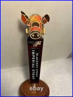 NEVINS BREWING MIDNIGHT PIG BLACKOUT STOUT beer tap handle ILLINOIS. Closed 2019