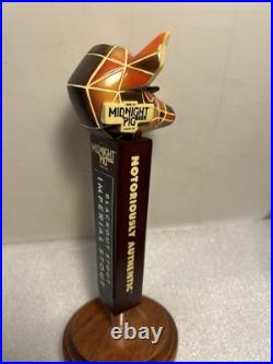 NEVINS BREWING MIDNIGHT PIG BLACKOUT STOUT beer tap handle ILLINOIS. Closed 2019