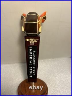 NEVINS BREWING MIDNIGHT PIG BLACKOUT STOUT beer tap handle ILLINOIS. Closed 2019