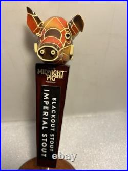 NEVINS BREWING MIDNIGHT PIG BLACKOUT STOUT beer tap handle ILLINOIS. Closed 2019