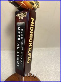 NEVINS BREWING MIDNIGHT PIG BLACKOUT STOUT beer tap handle ILLINOIS. Closed 2019