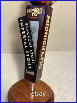 NEVINS BREWING MIDNIGHT PIG BLACKOUT STOUT beer tap handle ILLINOIS. Closed 2019