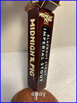 NEVINS BREWING MIDNIGHT PIG BLACKOUT STOUT beer tap handle ILLINOIS. Closed 2019