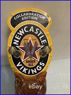 NEWCASTLE HISTORY CHANNEL VIKINGS AMBER ALE draft beer tap handle. ENGLAND